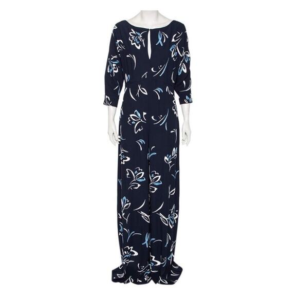 Ralph Lauren Purple Label Navy Blue Embellished Crepe Hollins Jumpsuit Size 8 - Picture 1 of 12